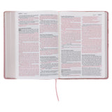 NLT Pink Peonies Genuine Leather Bible Large Print