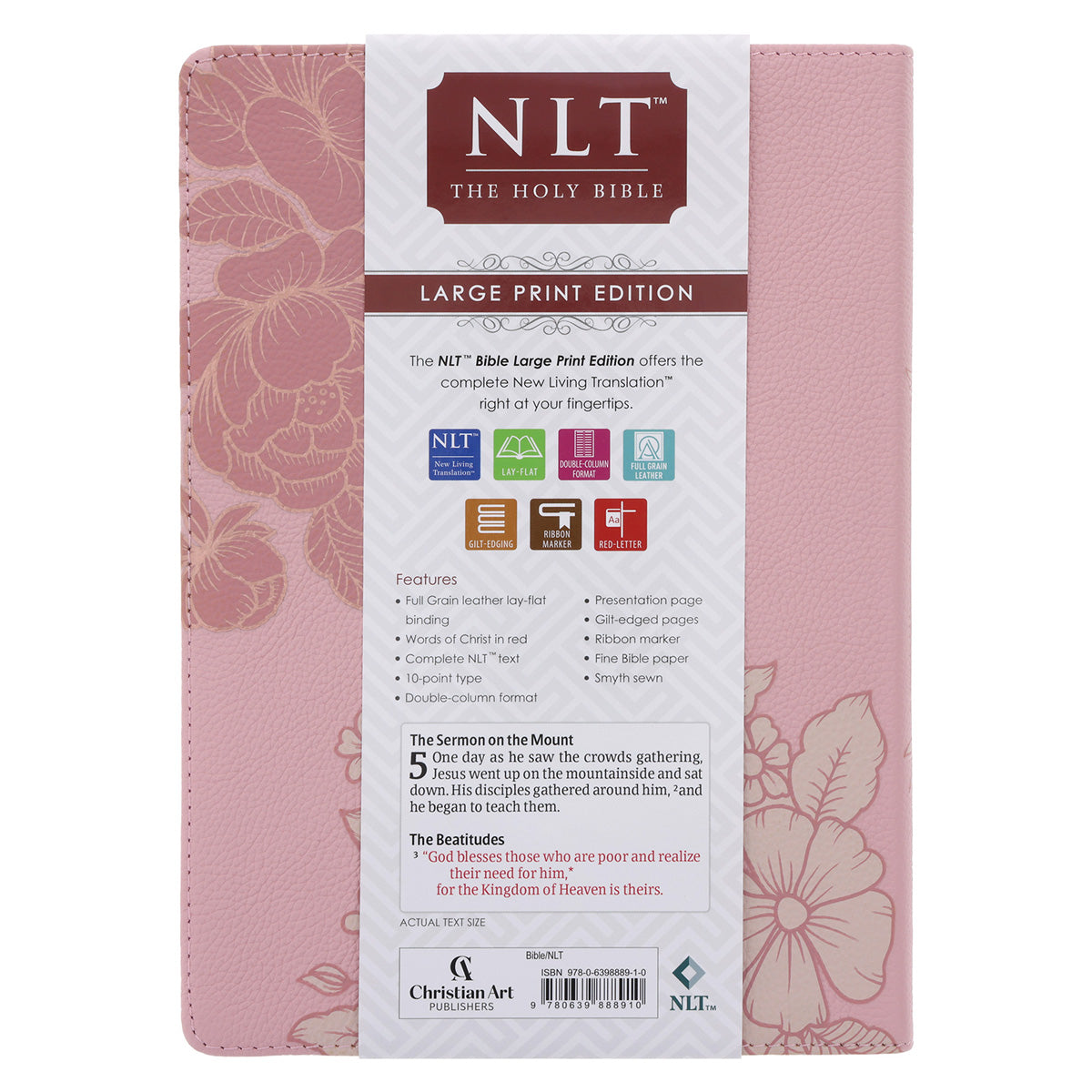NLT Pink Peonies Genuine Leather Bible Large Print – CUM Books
