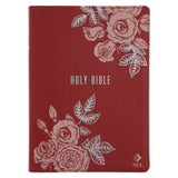NLT Red Roses Genuine Leather Bible Large Print