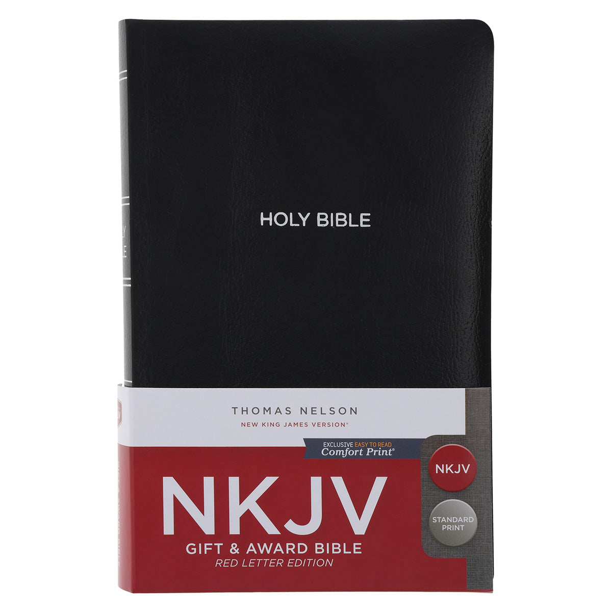NKJV Black Imitation Leather Gift & Award Bible Red Letter Comfort