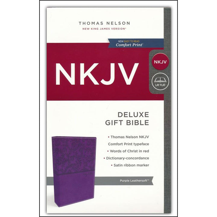 NKJV Purple Faux Leather Deluxe Gift Bible Red Letter Comfort Print