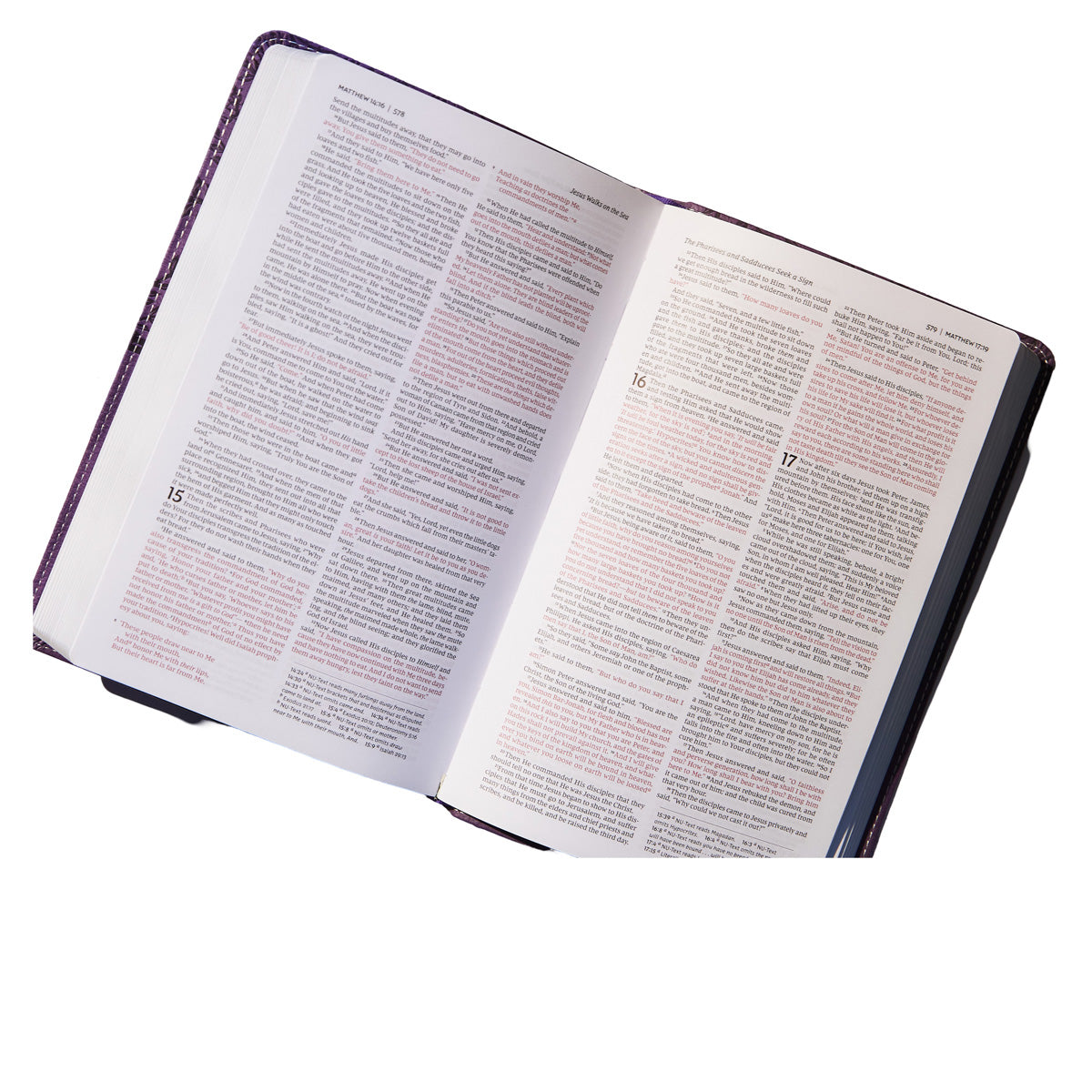 NKJV Purple Faux Leather Deluxe Gift Bible Red Letter Comfort