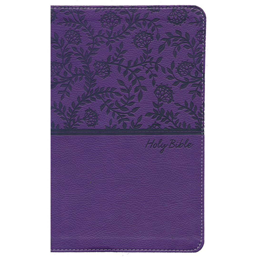 NKJV Purple Faux Leather Deluxe Gift Bible Red Letter Comfort Print