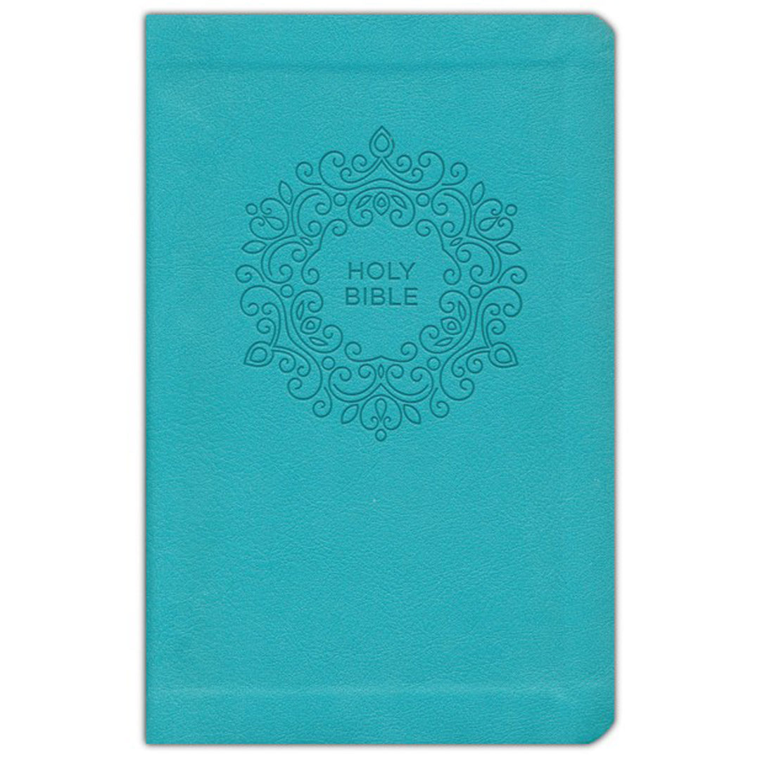 NKJV Blue Faux Leather Value Thinline Compact Bible Red Letter Comfort Print