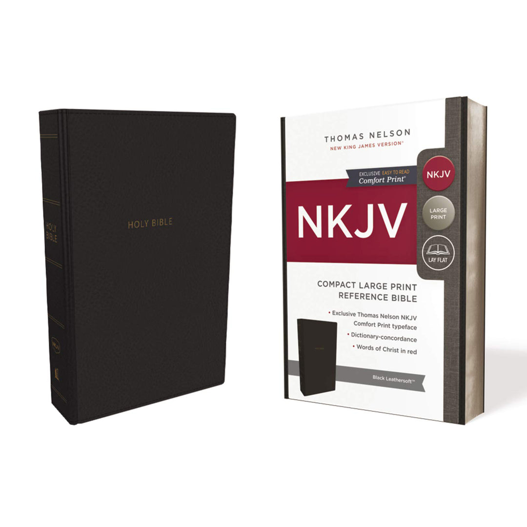 NKJV Reference Bible Compact Red Letter Large Print Black (Imitation Leather)