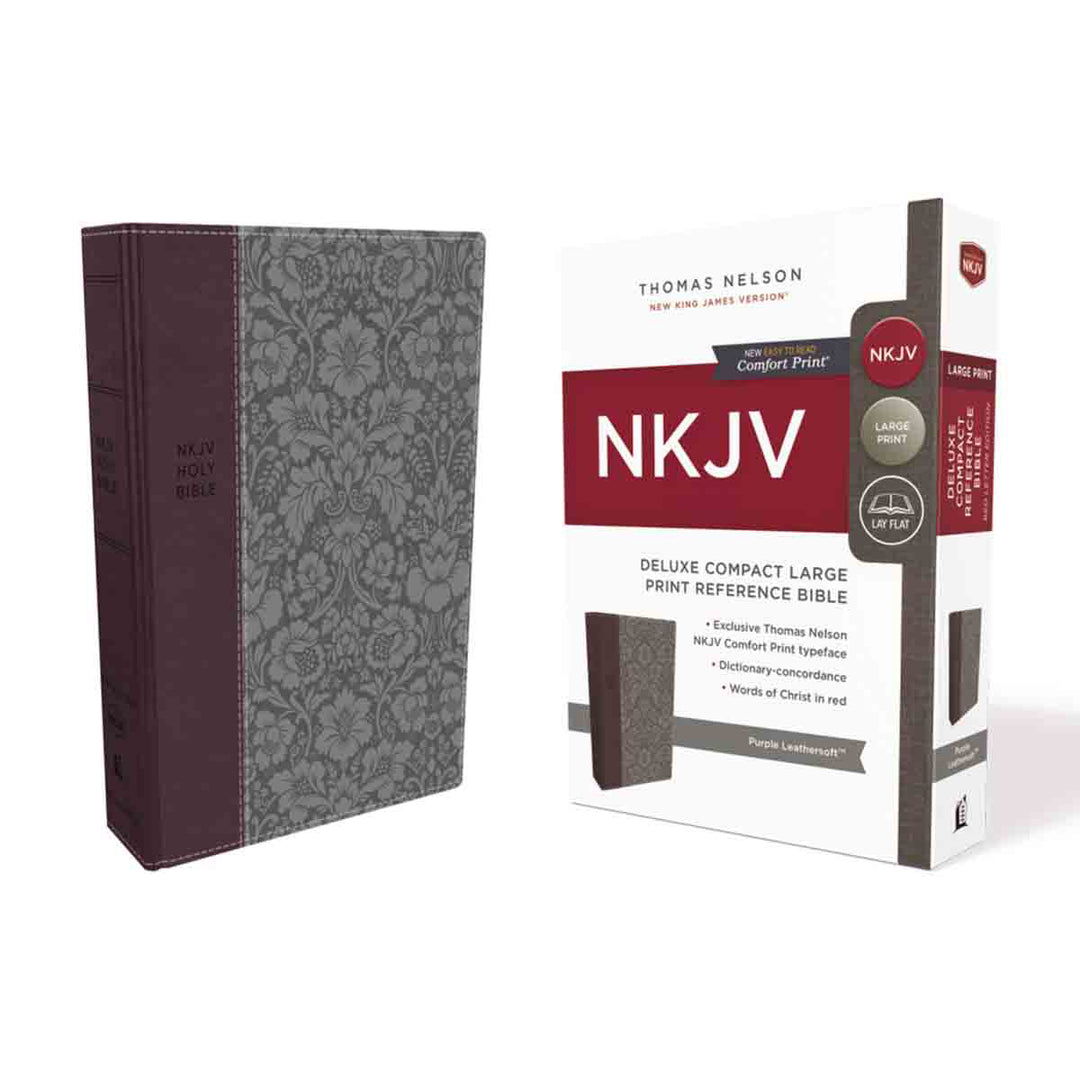 NKJV Deluxe Reference Bible Compact Red Letter Comfort Large Print Purple (Imitation Leather)