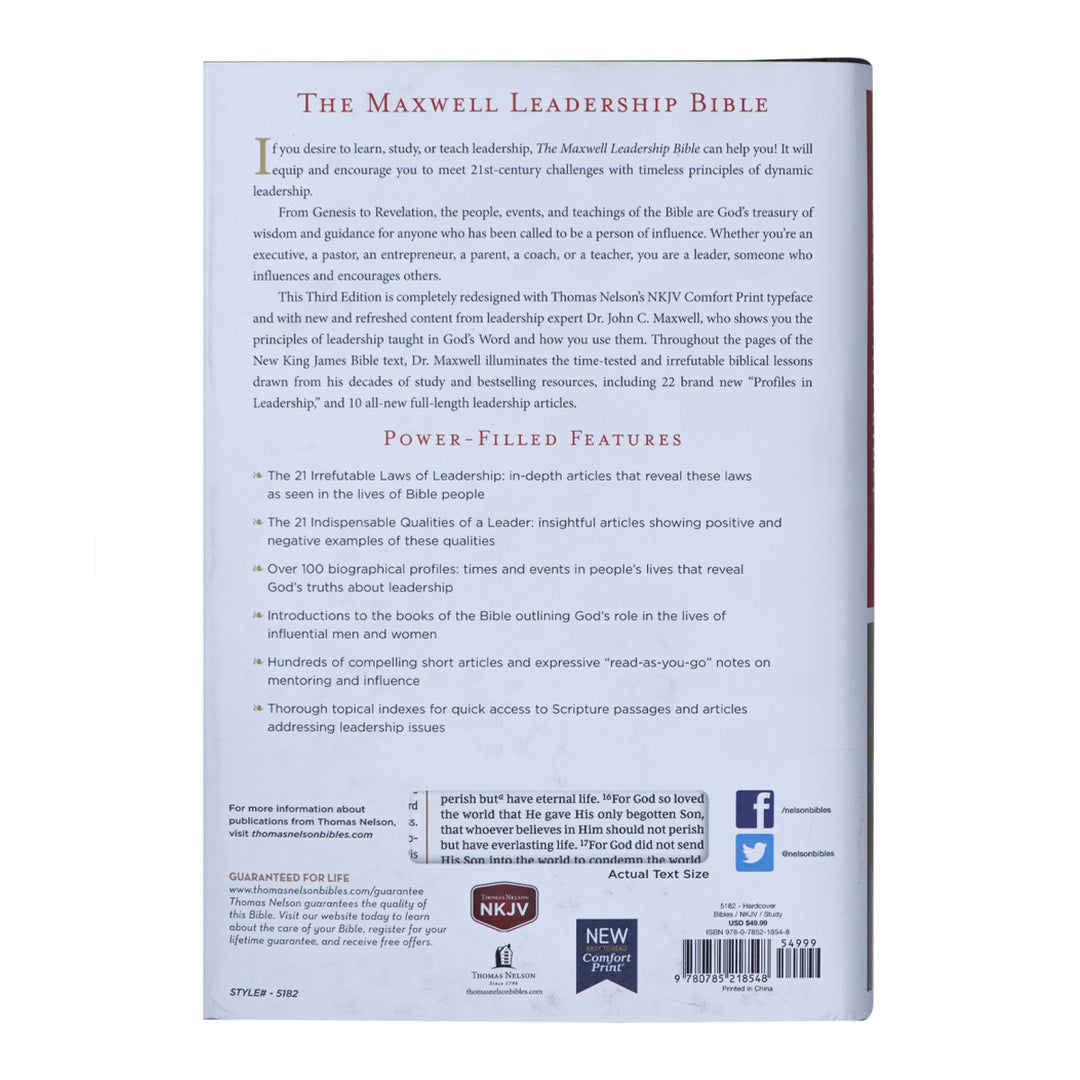 NKJV Maxwell Leadership Bible 3rd Edition (Comfort Print)(Hardcover)