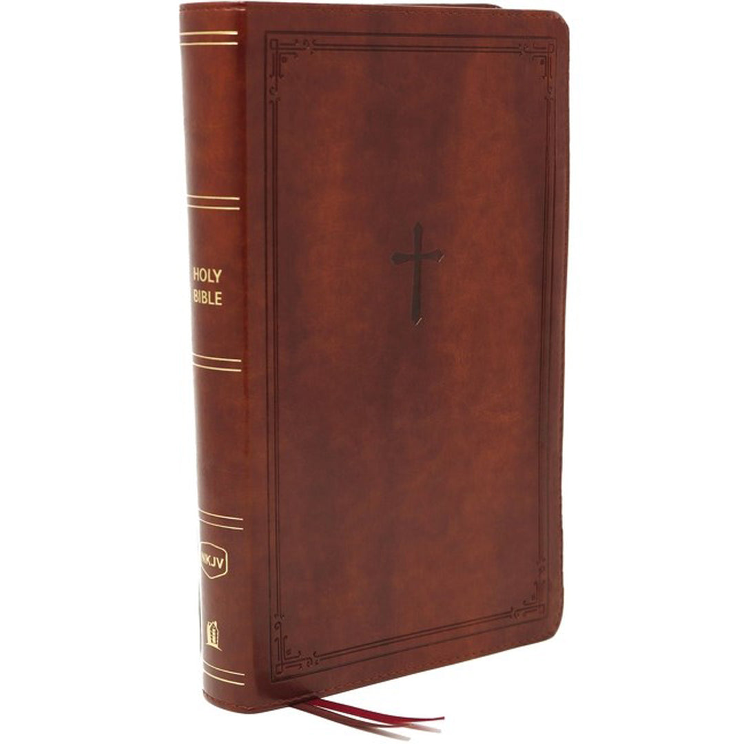 NKJV End Of Verse Personal Size Reference Bible Large Print Brown (Comfort Print)(Imitation Leather)