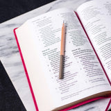 NKJV Pink Faux Leather Personal Size End Of Verse Reference Bible Large Print Comfort Print