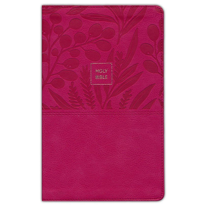 NKJV Pink Faux Leather Personal Size End Of Verse Reference Bible Large Print Comfort Print