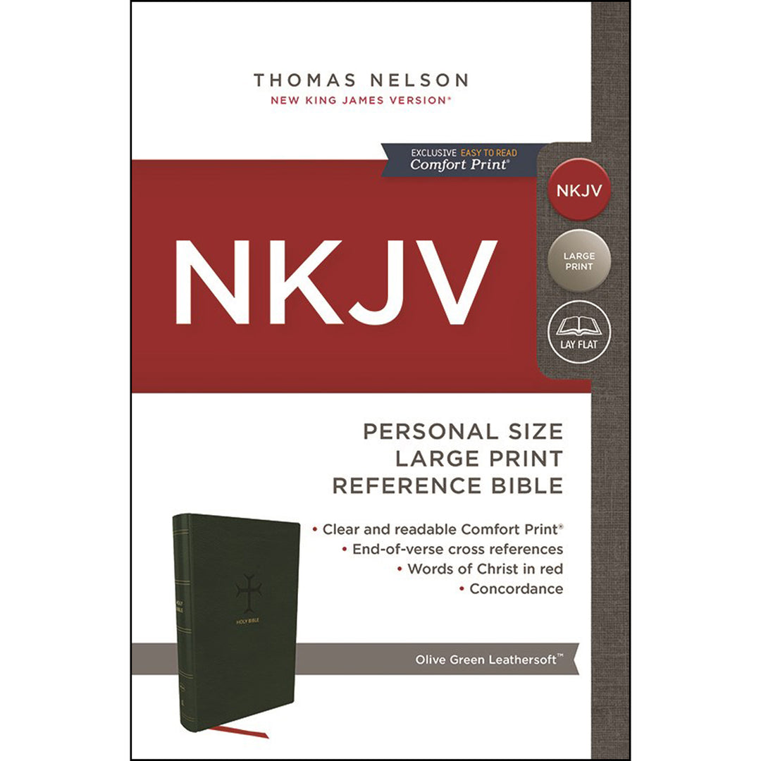 NKJV Personal Size End-of-Verse Reference Bible Large Print Green (Comfort Print)(Imitation Leather)