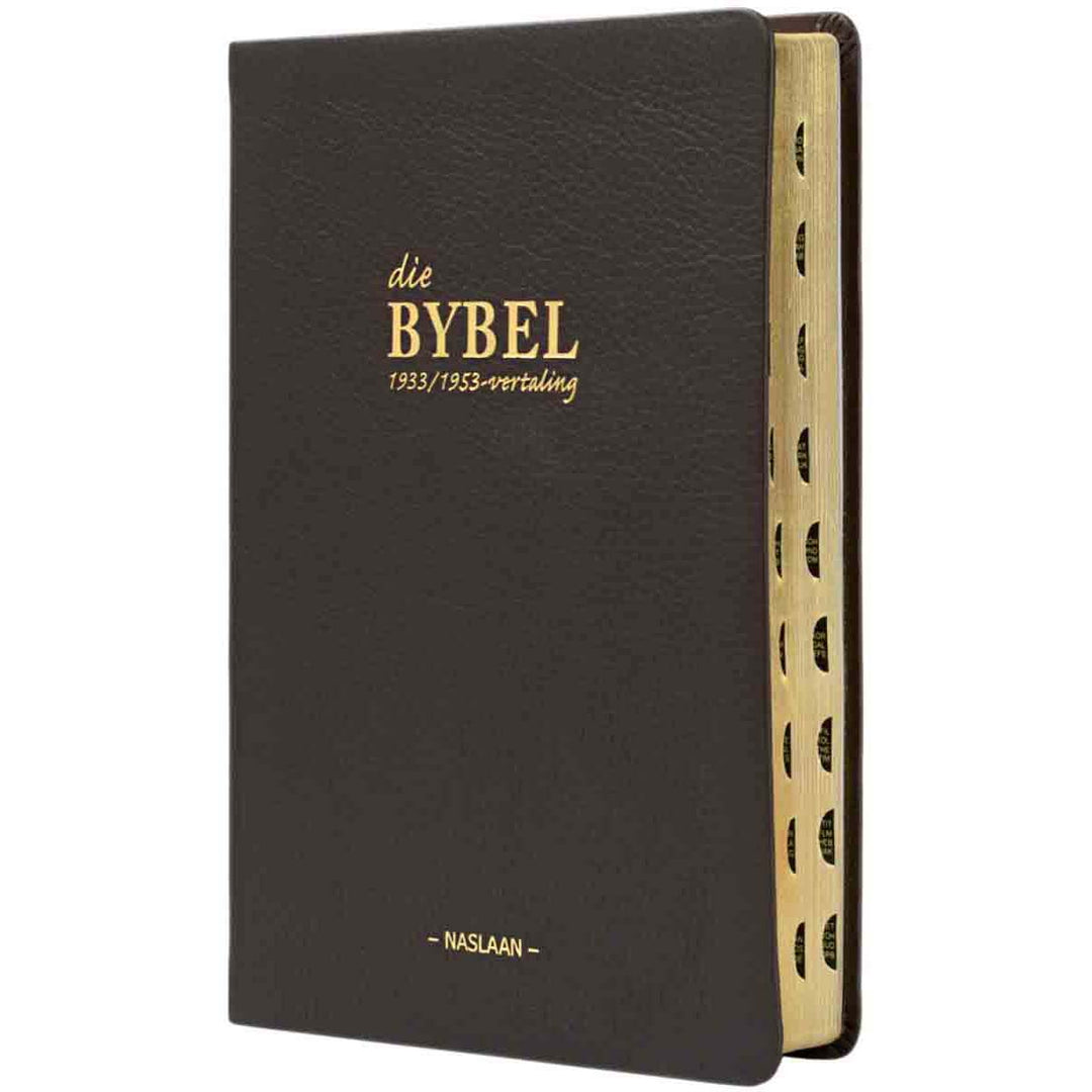 Afrikaans 1983 Vertaling Bruin Egte Leer Medium Bybel Met Duimdrukke