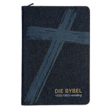 Afrikaans 1933/1953 Vertaling Kunsleer Denim Medium Naslaan Bybel Met Ritssluiter