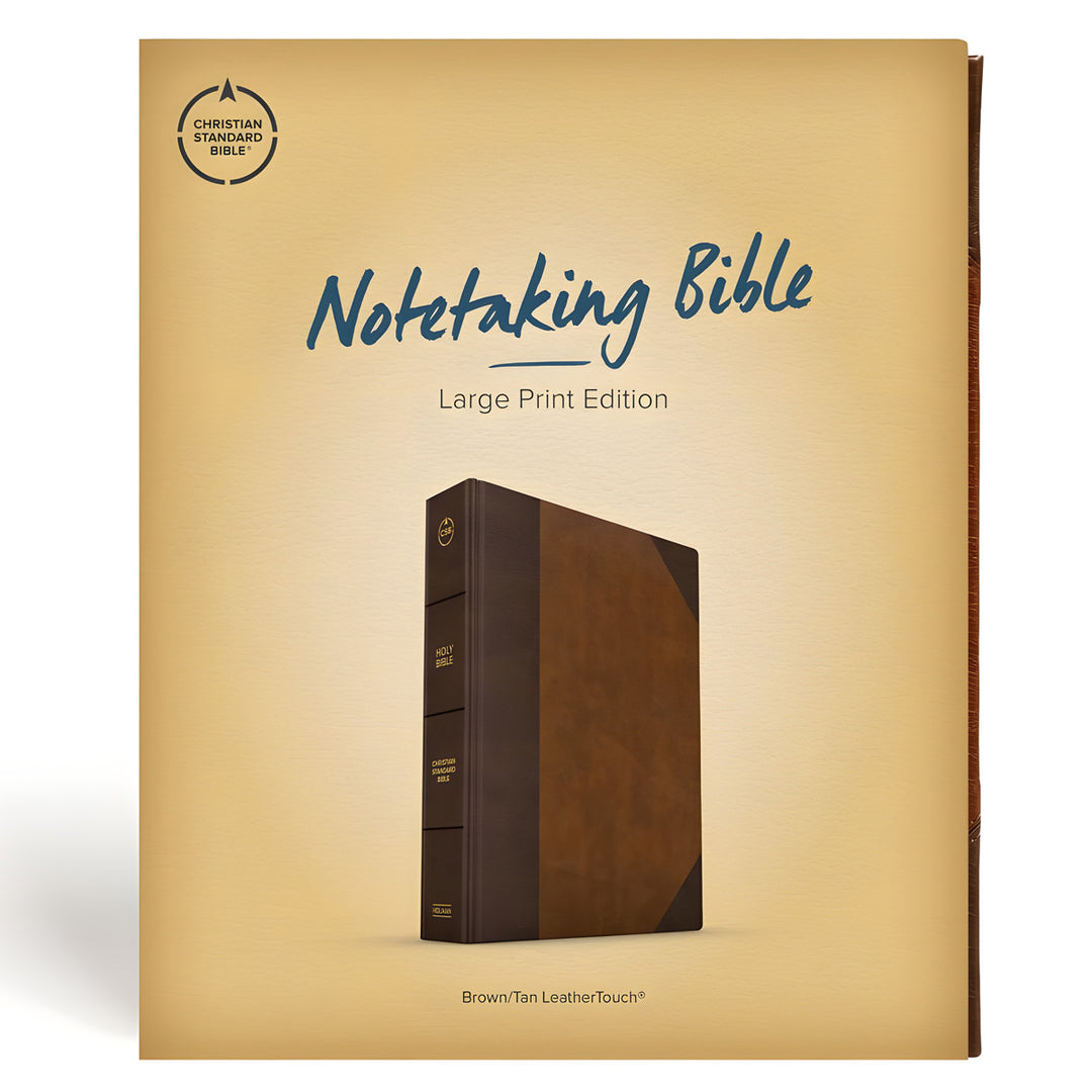 CSB Brown and Tan Imitation Leather Notetaking Bible Large Print