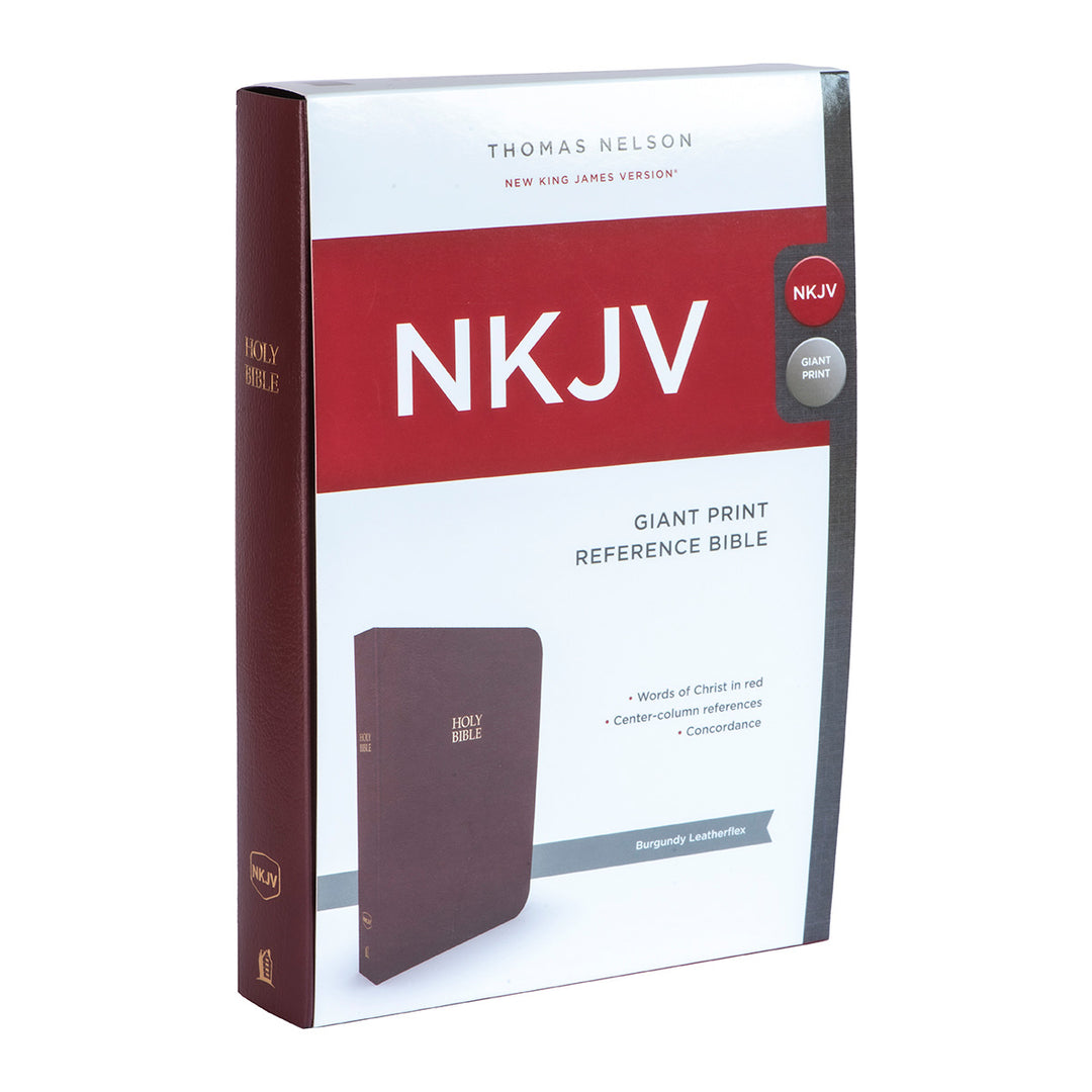 NKJV Reference Bible Center Column Red Letter Giant Print Burgundy (Flexcover)