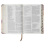 NLV Roesbruin & Goud Linne Standaard Bybel Met Duimgrepe