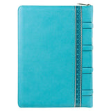 NLV Blougroen Kunsleer Bybel Grootdruk Met Ritssluiter & Duimgrepe