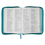 NLV Blougroen Kunsleer Bybel Grootdruk Met Ritssluiter & Duimgrepe