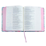 NLV Turkoois Met Pienk Blomme Kunsleer My Kreatiewe Joernaal-Bybel