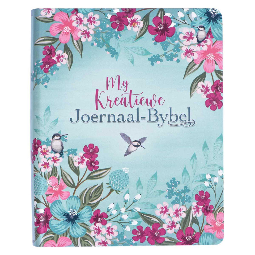 NLV Turkoois Met Pienk Blomme Kunsleer My Kreatiewe Joernaal-Bybel