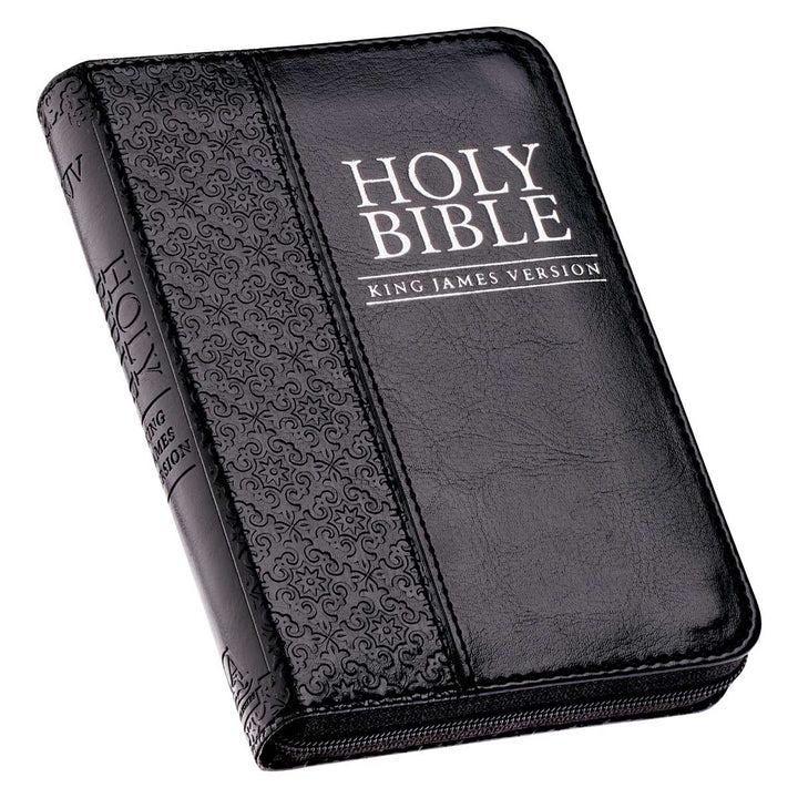 KJV Black Faux Leather Mini Pocket Edition Bible Red Letter With Zip