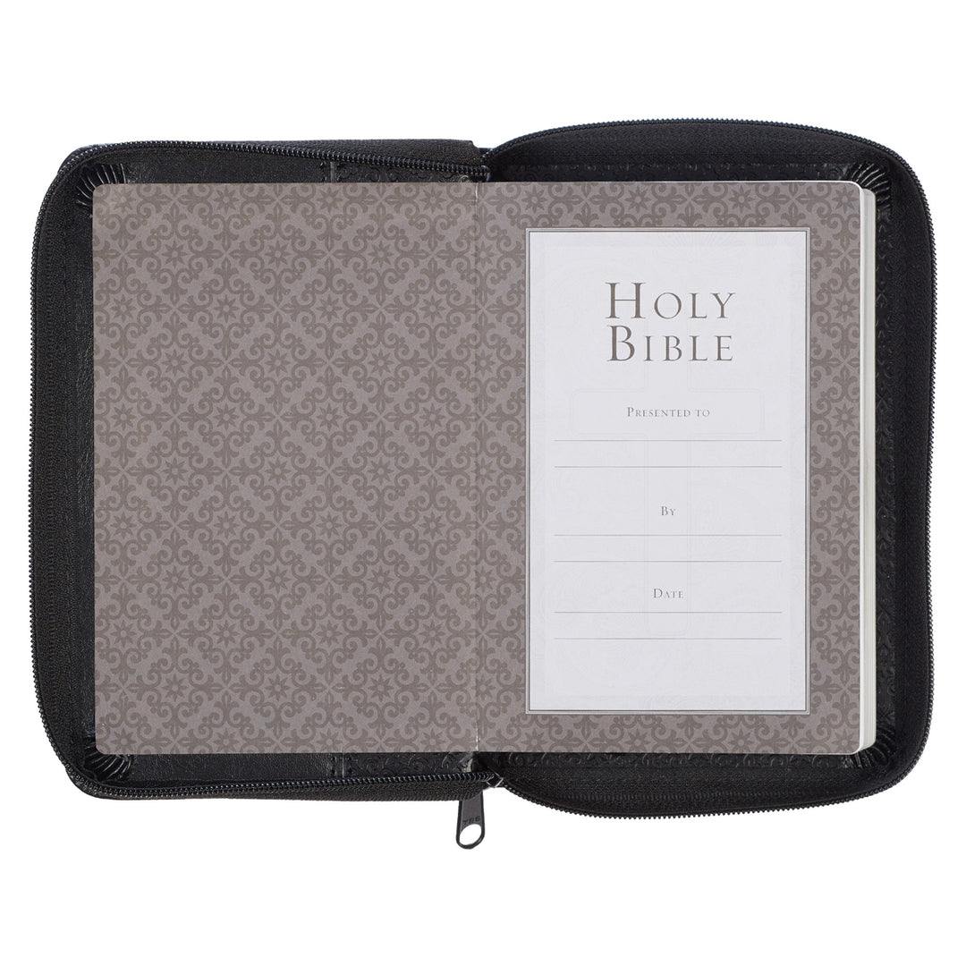 KJV Black Faux Leather Mini Pocket Edition Bible Red Letter With Zip