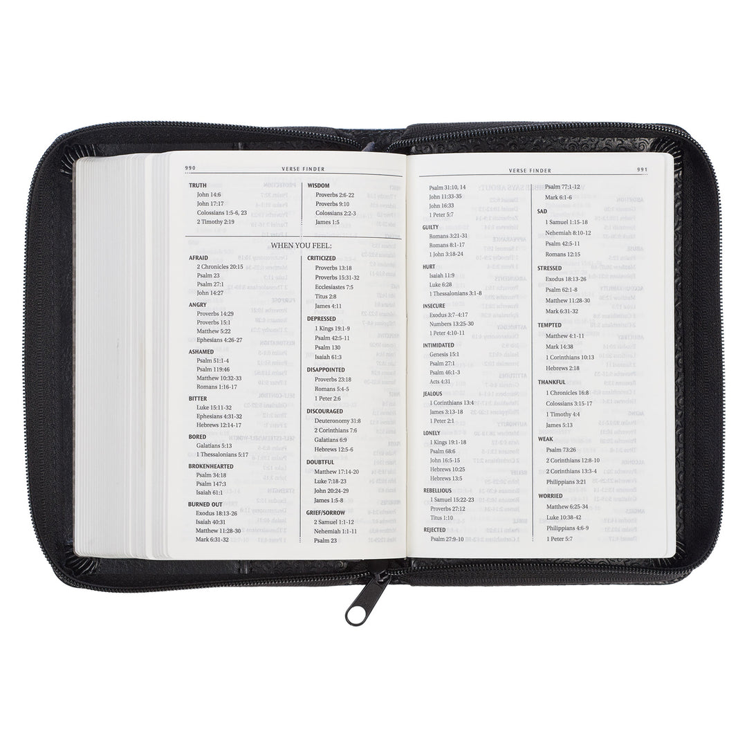 KJV Black Faux Leather Mini Pocket Edition Bible Red Letter With Zip