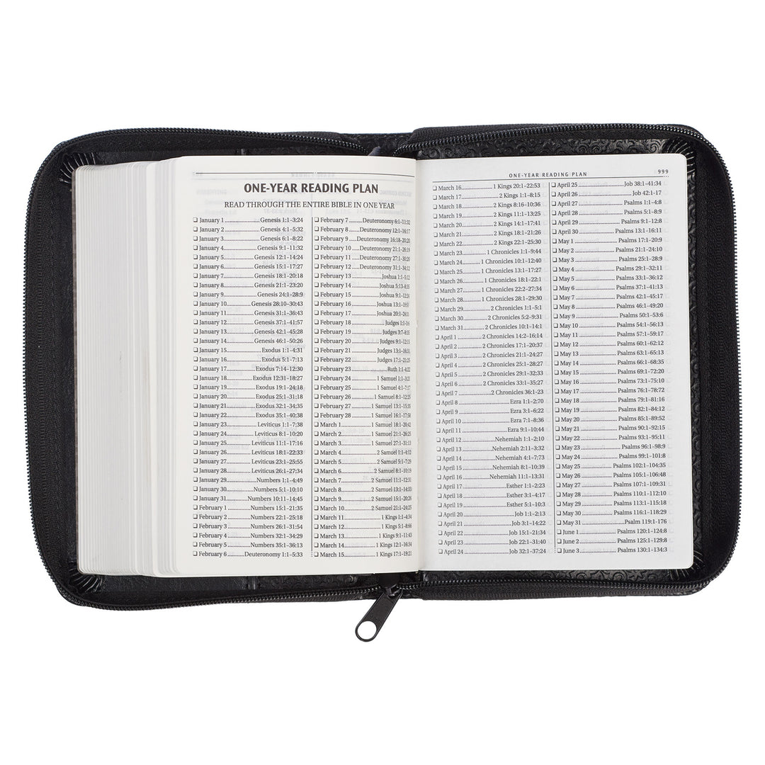 KJV Black Faux Leather Mini Pocket Edition Bible Red Letter With Zip