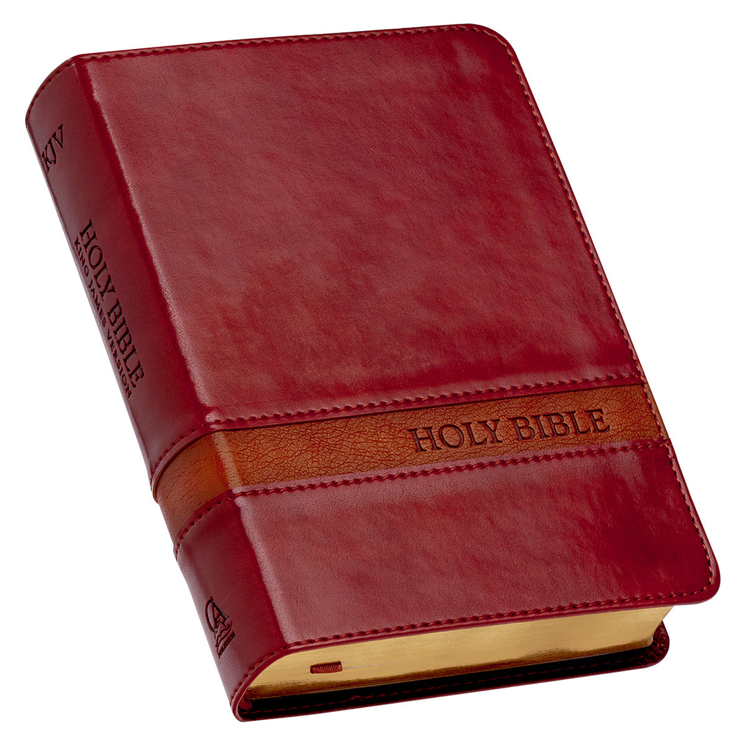 KJV Brown Faux Leather Compact Bible Large Print Red Letter