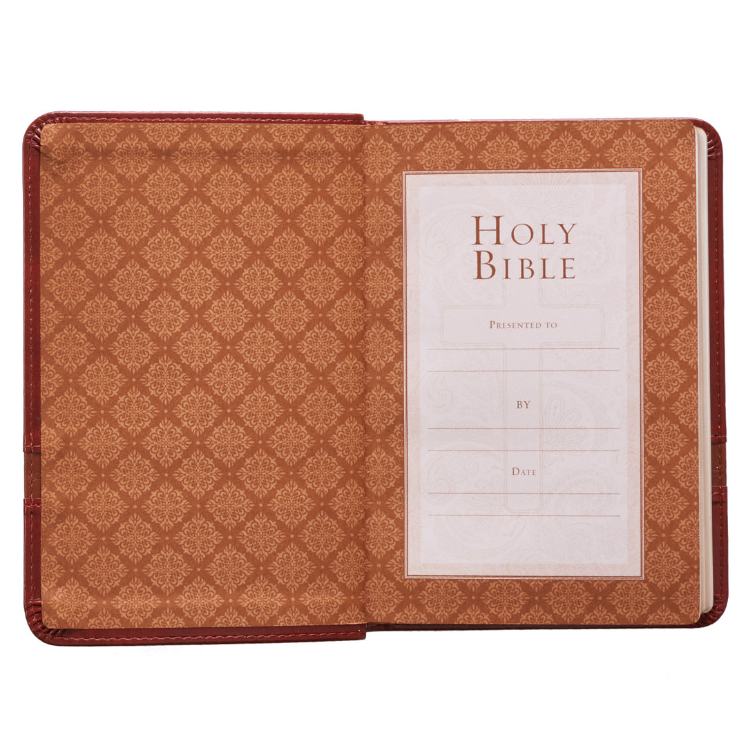 KJV Brown Faux Leather Compact Bible Large Print Red Letter