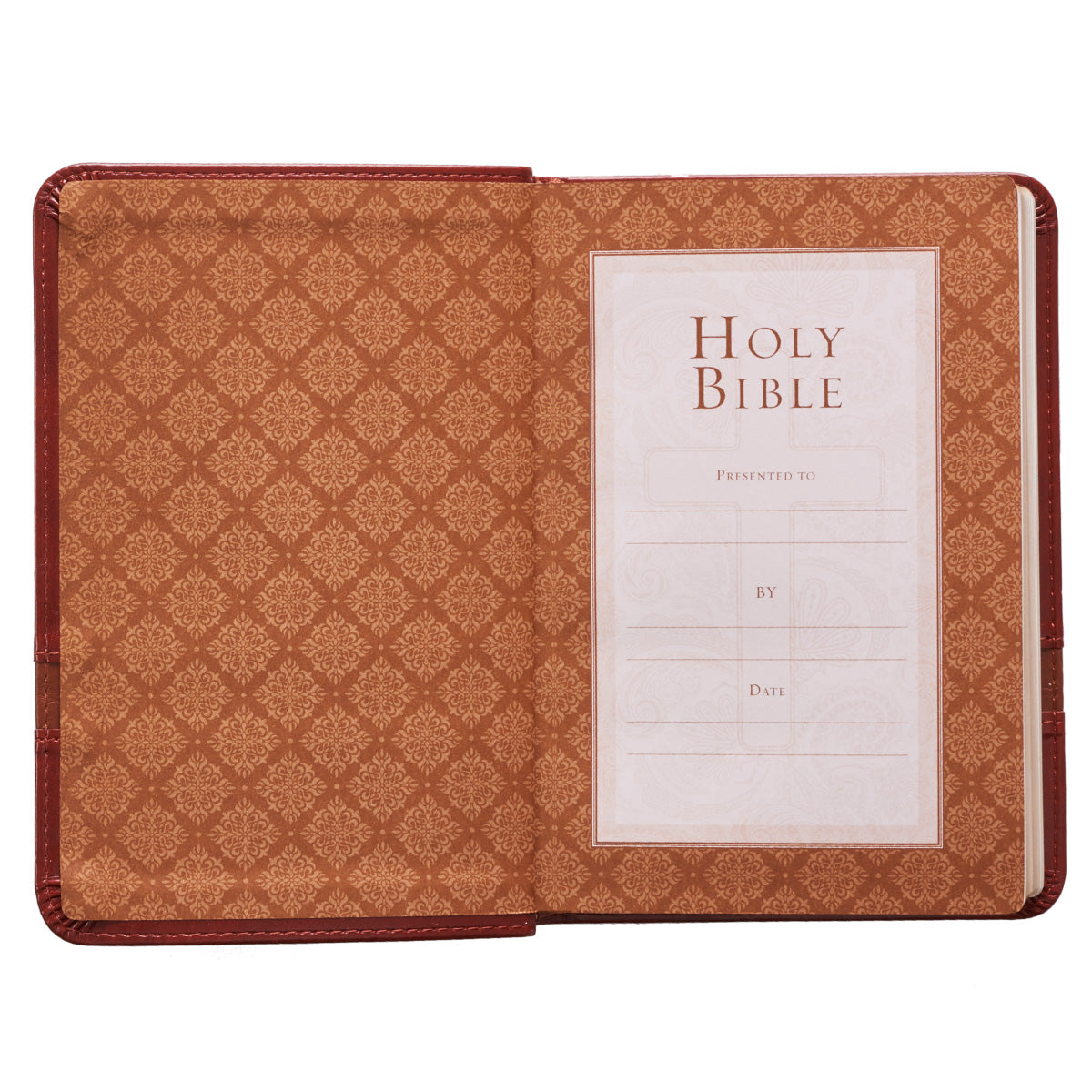 KJV Brown Faux Leather Compact Bible Large Print Red Letter