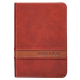 KJV Brown Faux Leather Compact Bible Large Print Red Letter