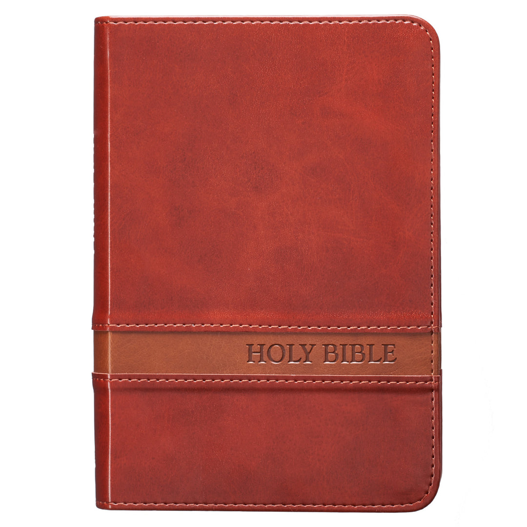 KJV Brown Faux Leather Compact Bible Large Print Red Letter