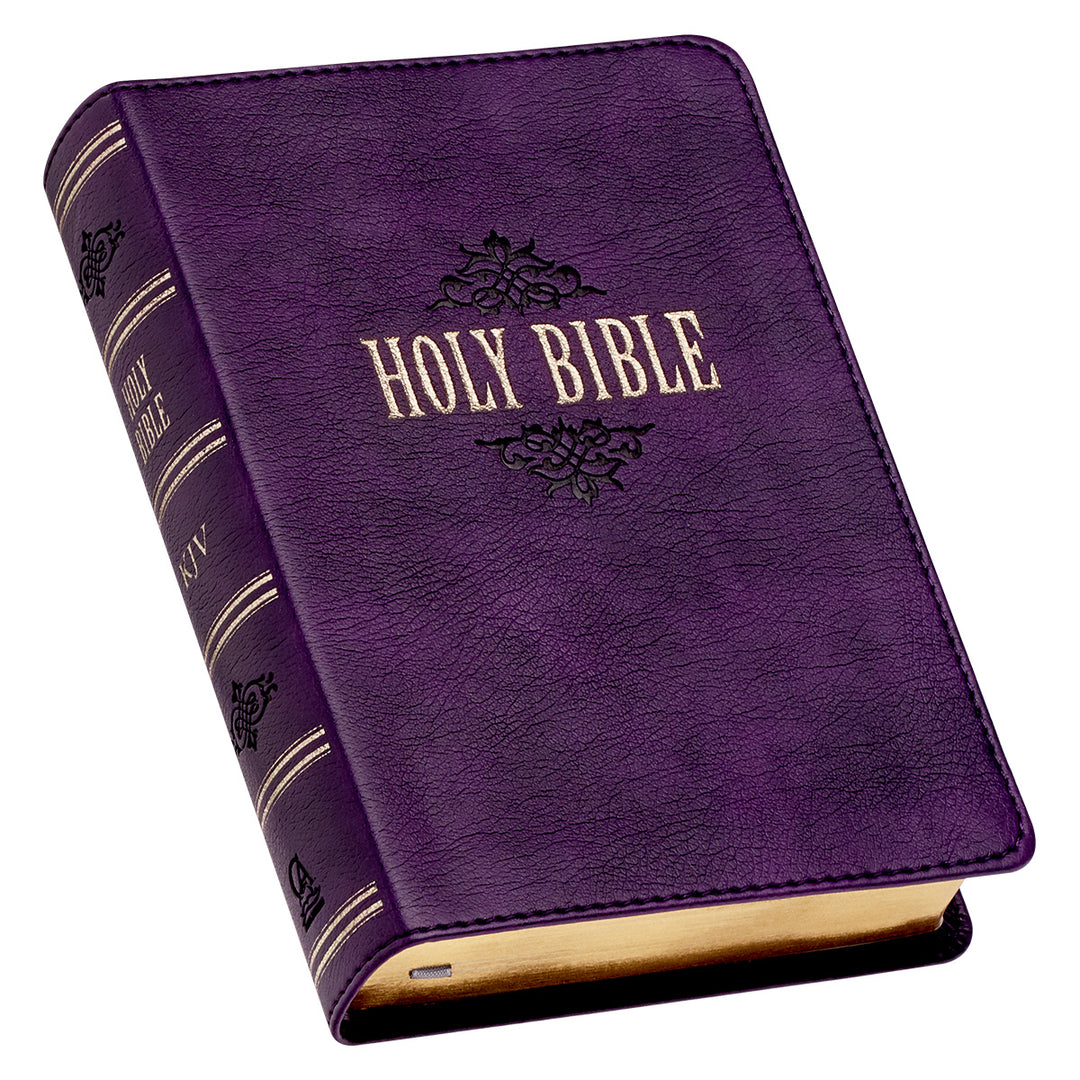 KJV Purple Faux Leather Compact Bible Large Print Red Letter