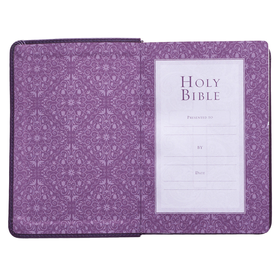 KJV Purple Faux Leather Compact Bible Large Print Red Letter