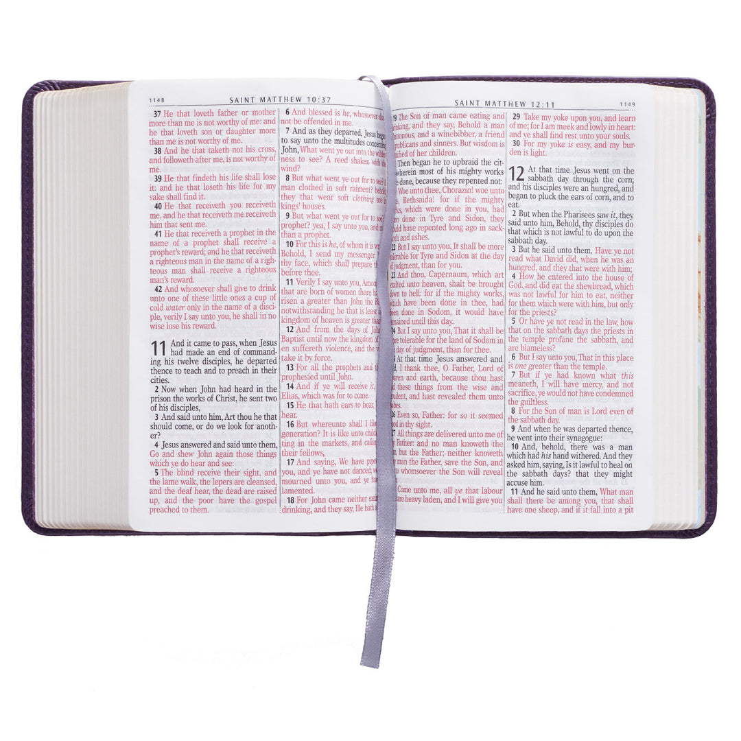 KJV Purple Faux Leather Compact Bible Large Print Red Letter