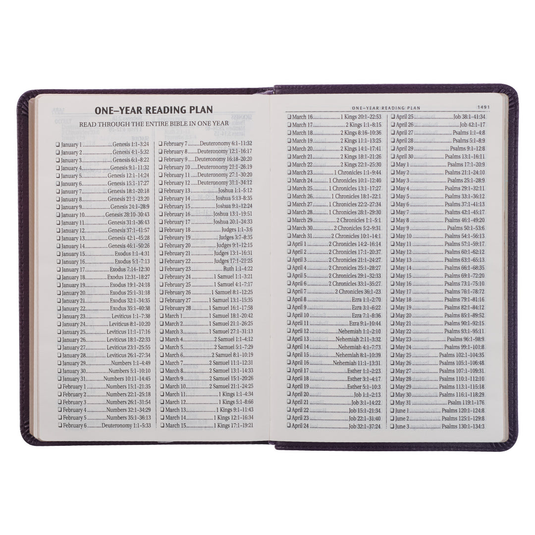 KJV Purple Faux Leather Compact Bible Large Print Red Letter