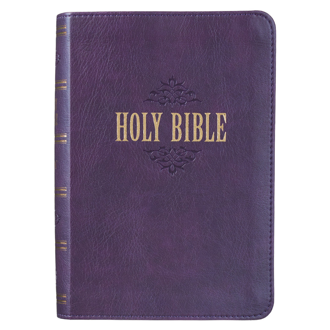KJV Purple Faux Leather Compact Bible Large Print Red Letter