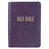 KJV Purple Faux Leather Compact Bible Large Print Red Letter