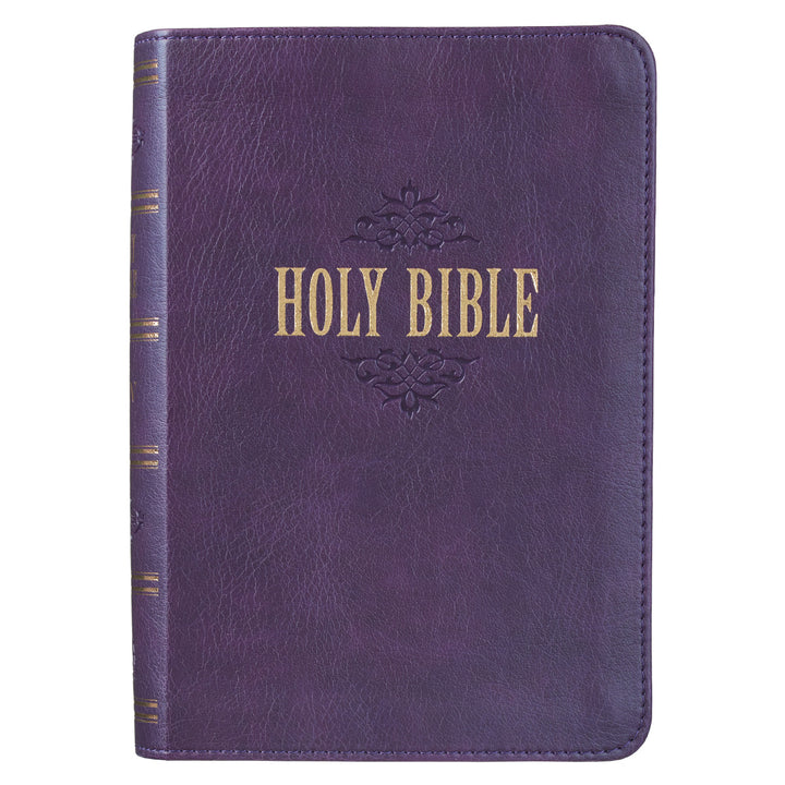 KJV Purple Faux Leather Compact Bible Large Print Red Letter