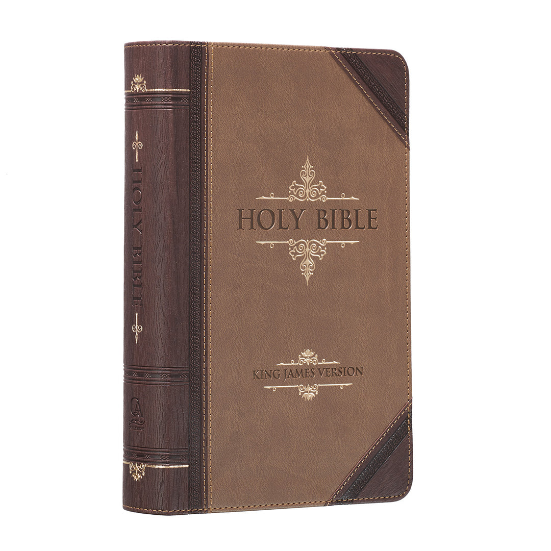 KJV Tan & Brown Faux Leather Standard Bible Giant Print Red Letter