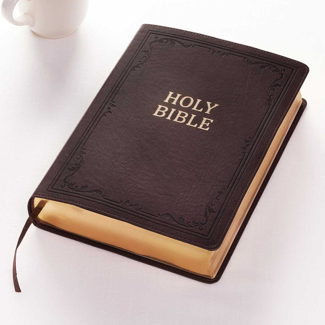 KJV Brown Faux Leather Bible Super Giant Print Red Letter