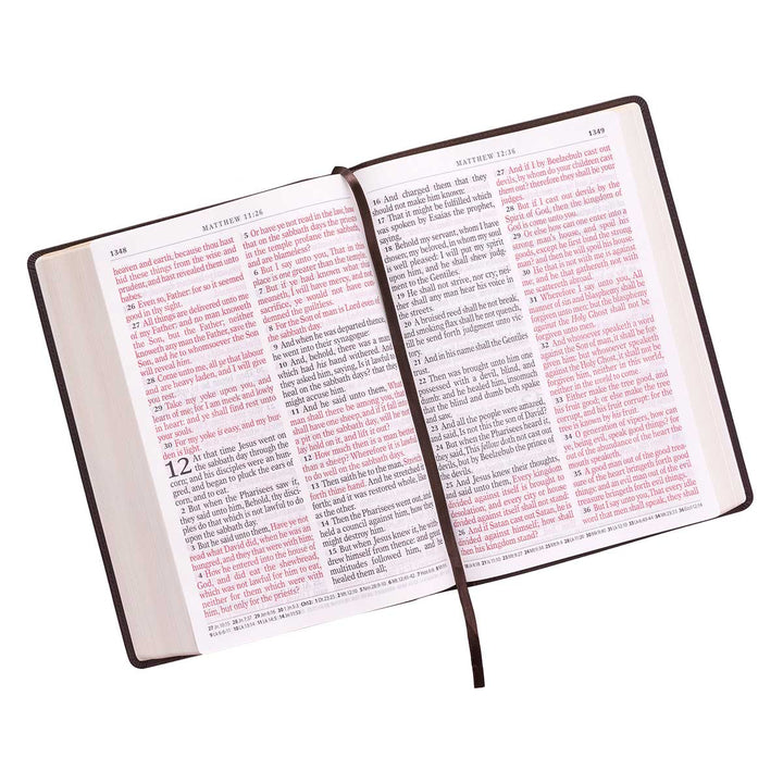 KJV Brown Faux Leather Bible Super Giant Print Red Letter