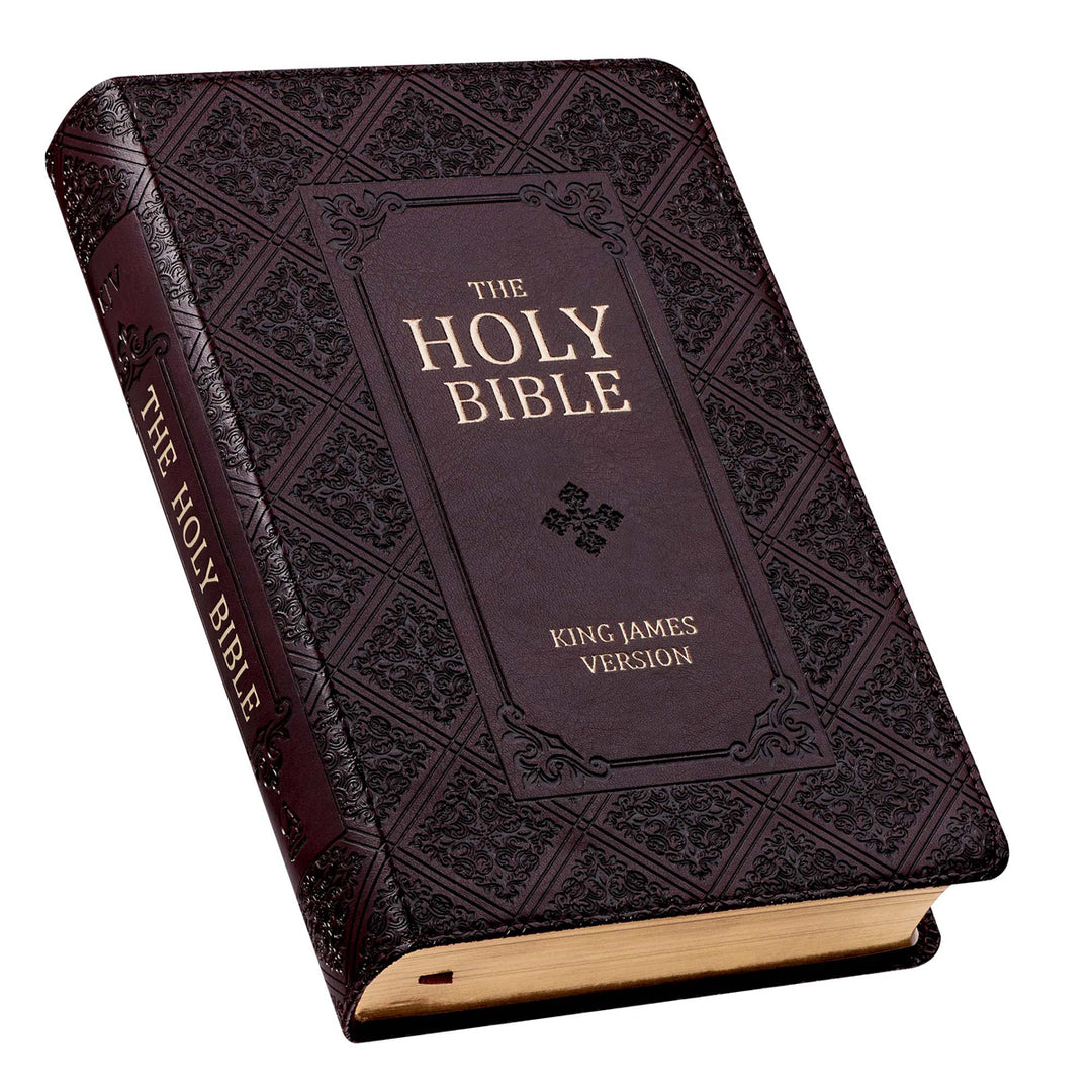 KJV Brown Faux Leather Giant Print Standard Bible Red Letters With Thumb Indexed