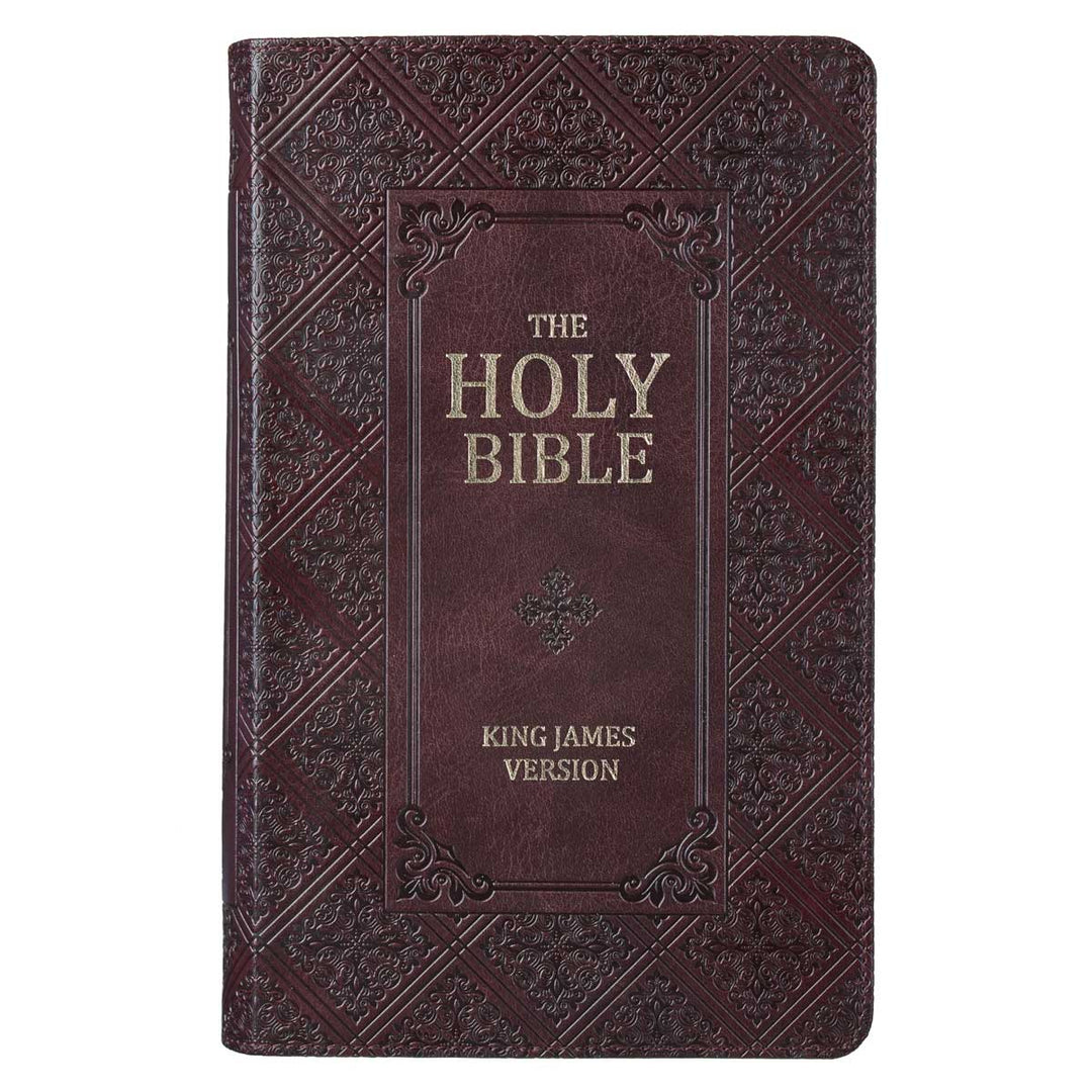 KJV Brown Faux Leather Giant Print Standard Bible Red Letters With Thumb Indexed