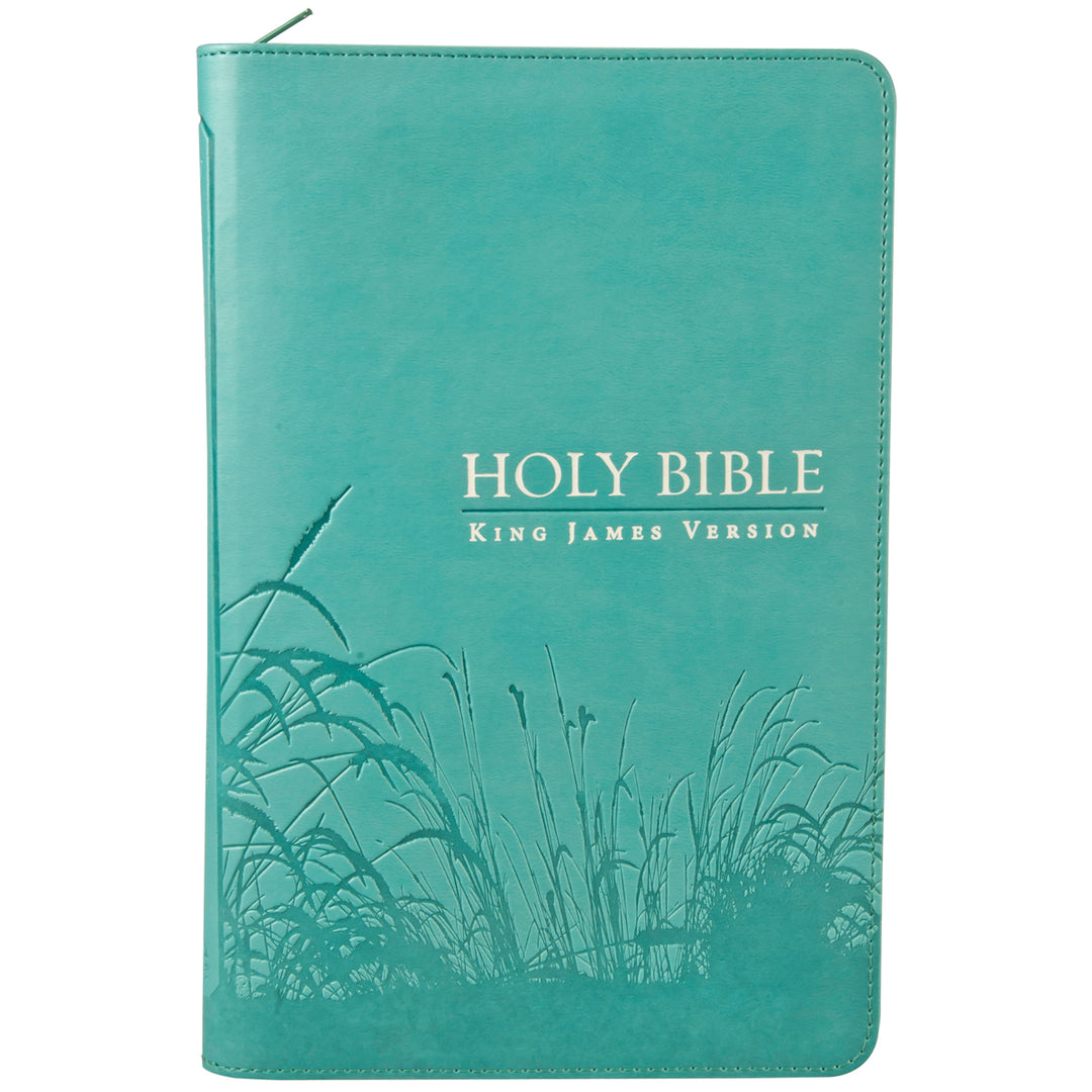 KJV Turquoise Faux Leather Standard Bible With Zip