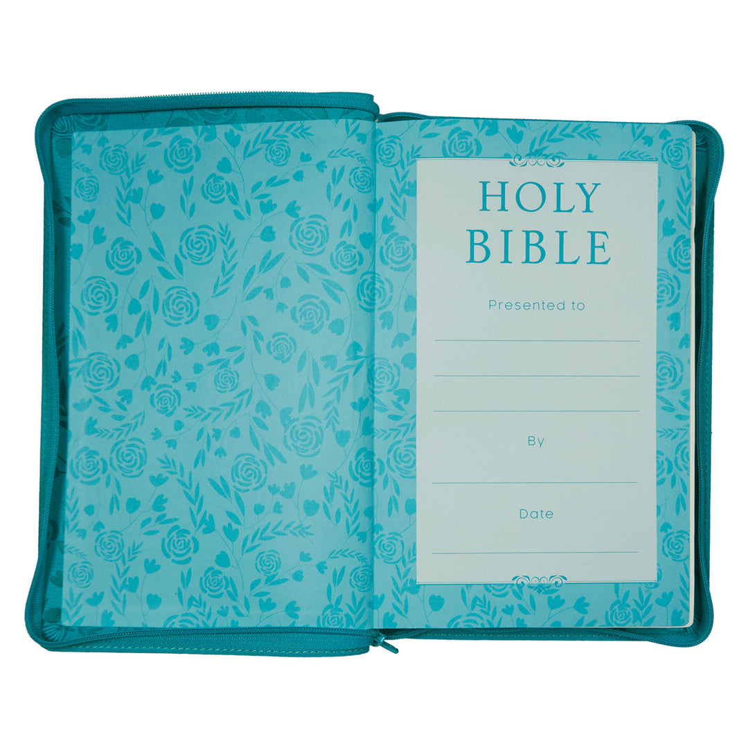 ESV Turquoise Faux Leather Standard Bible Thumb Indexed With Zip