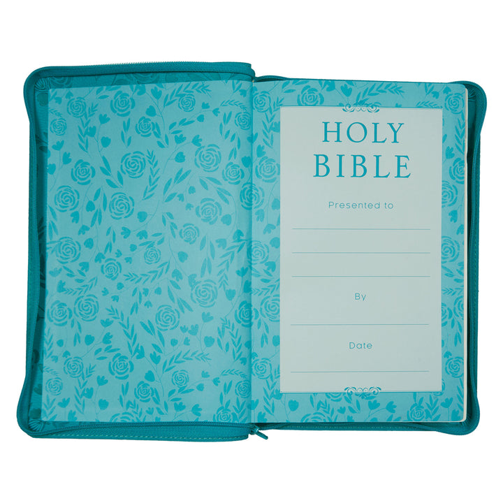 ESV Turquoise Faux Leather Standard Bible Thumb Indexed With Zip