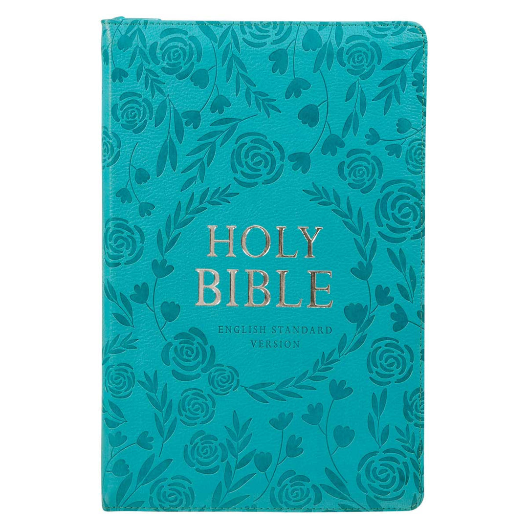 ESV Turquoise Faux Leather Standard Bible Thumb Indexed With Zip