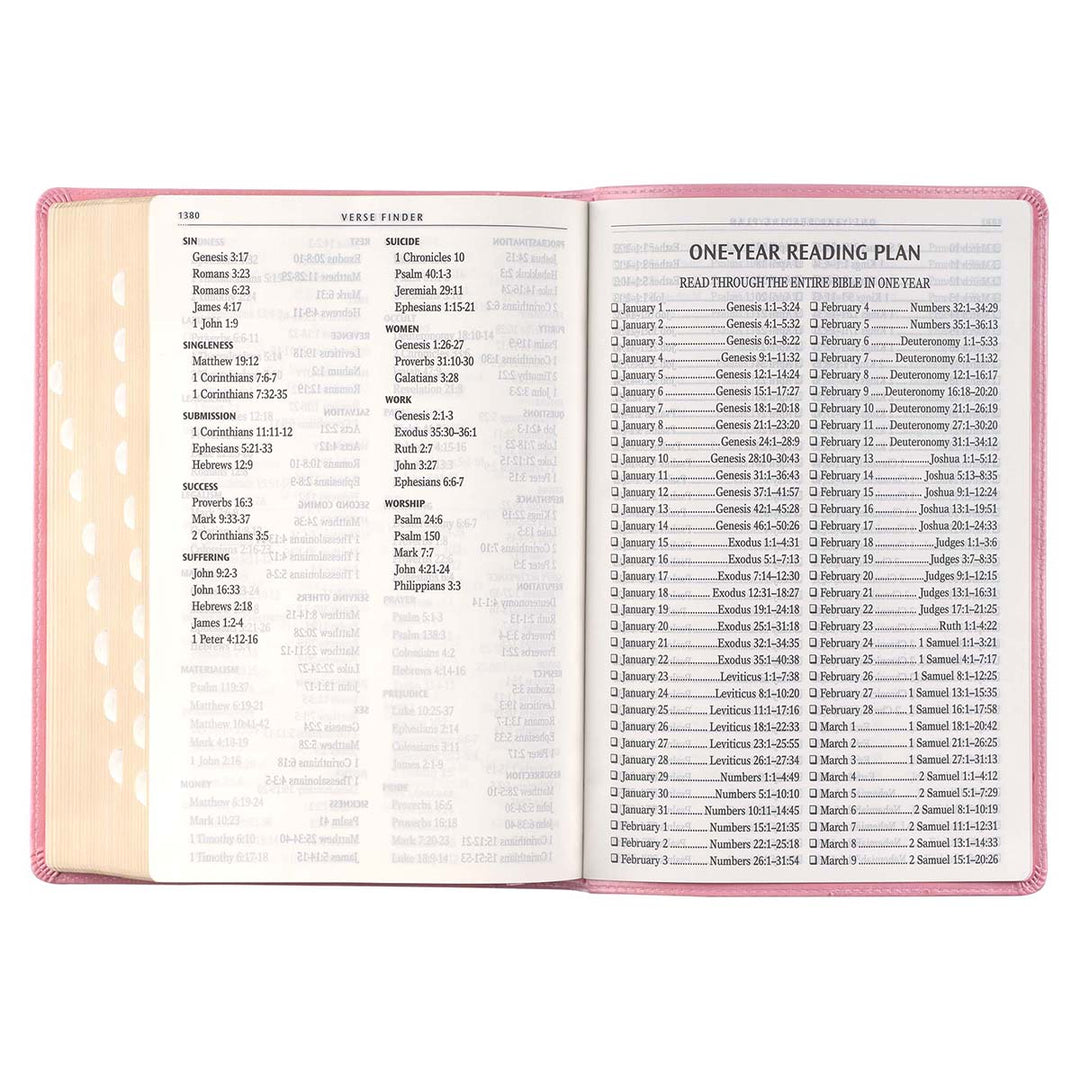 KJV Pink Faux Leather Full-Size Bible Giant Print Indexed